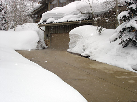 A radiant heated driveway installed in a mountain home.